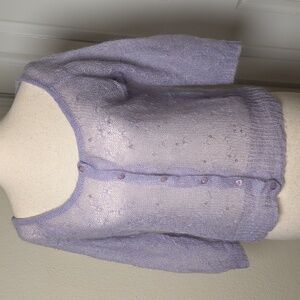 Vintage Y2k Express Lavender Mohair Sequin Cropped Sweater Cardigan